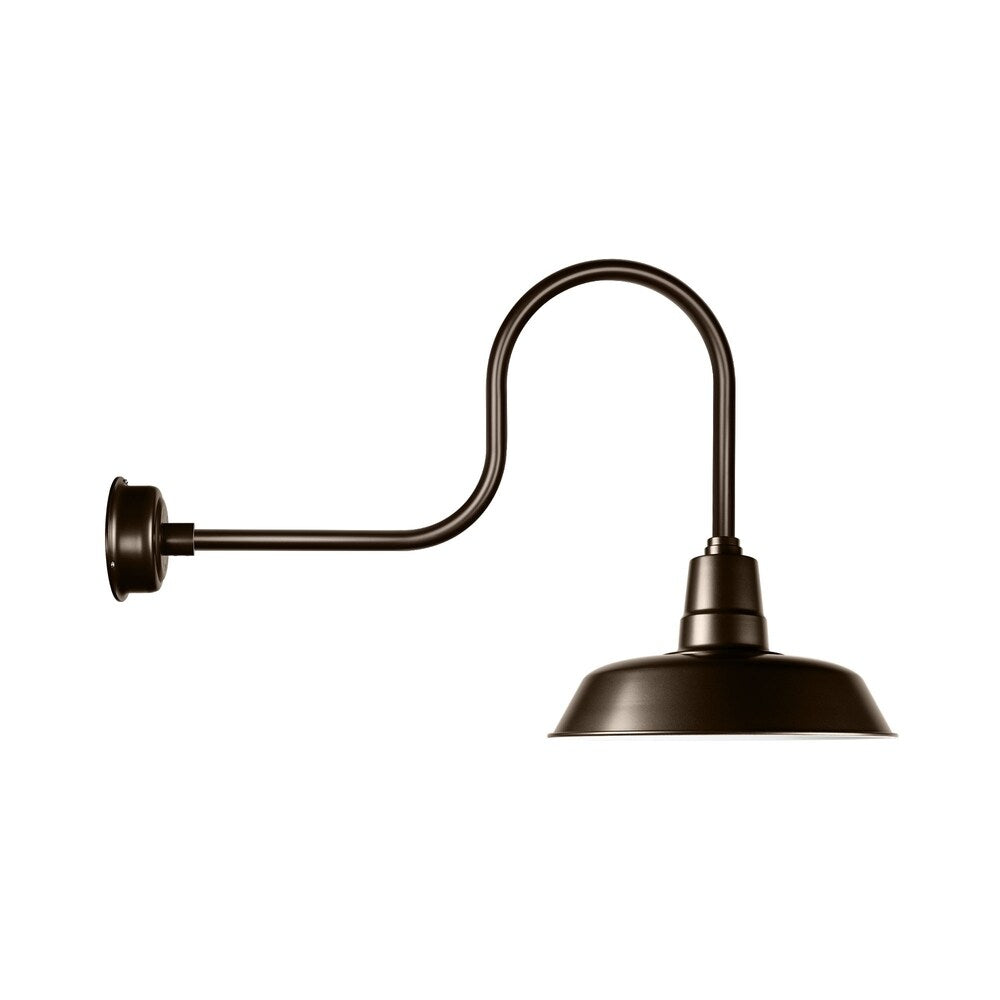 12" Oldage LED Barn Light with Industrial Arm in Mahogany Bronze