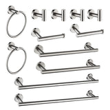 12-PCS Stainless Steel Bathroom Accessories Set Wall Mounted,Round Shape