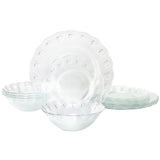 12 Piece Apple Delight Textured Glass Dinnerware Set in Clear