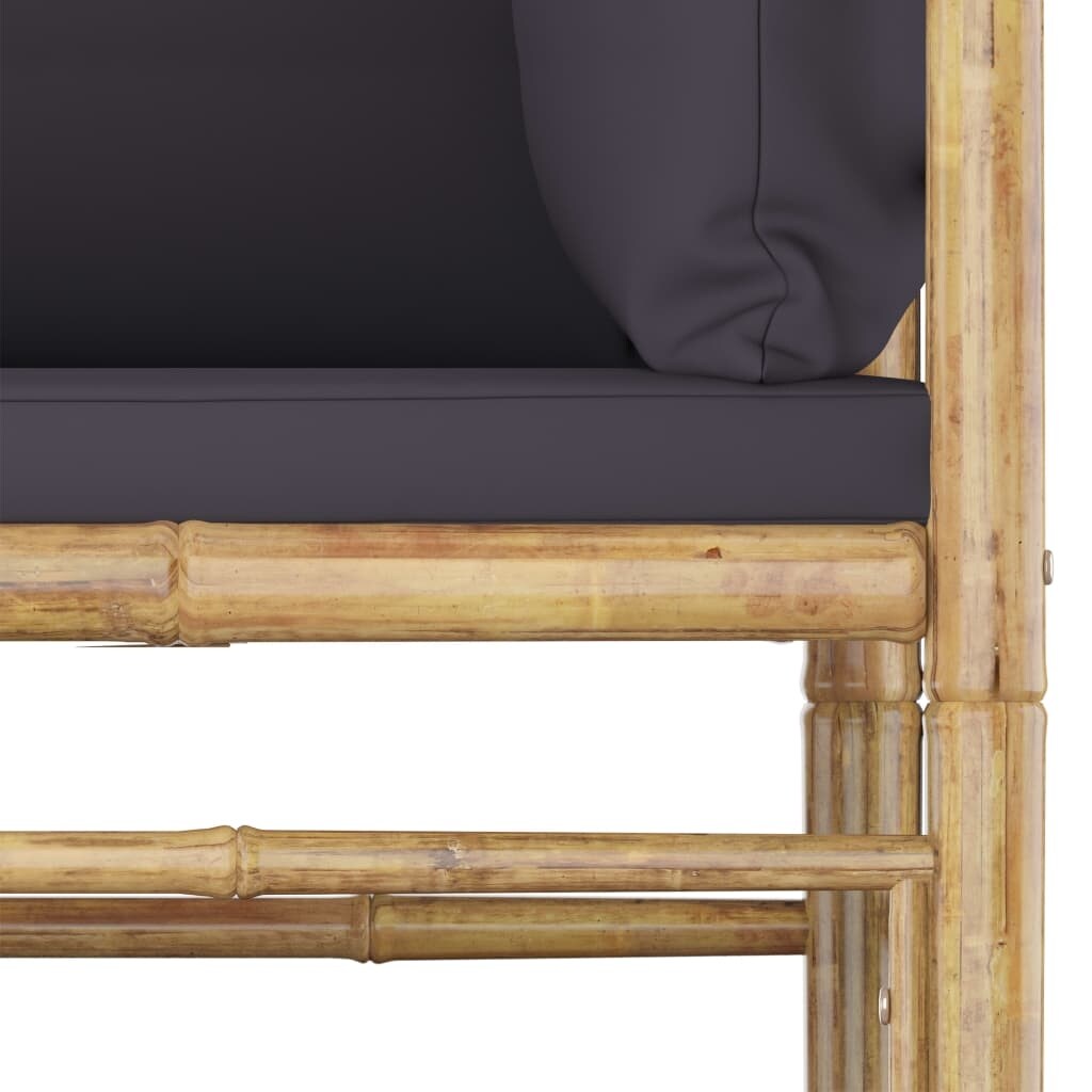 12 Piece Garden Lounge Set with Dark Gray Cushions Bamboo