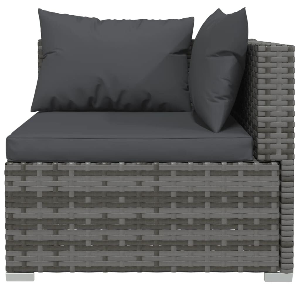 12 Piece Patio Lounge Set with Cushions Gray Poly Rattan