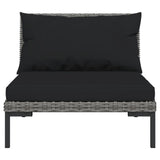 12 Piece Patio Lounge Set with Cushions Poly Rattan Dark Gray