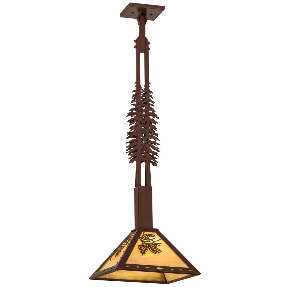 12"Sq Winter Pine Tall Pines Pendant
