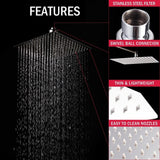 12-in Polish Brushed Nickel Solid Square Ultrathin Rainfall Shower Head with Silicone Nozzle
