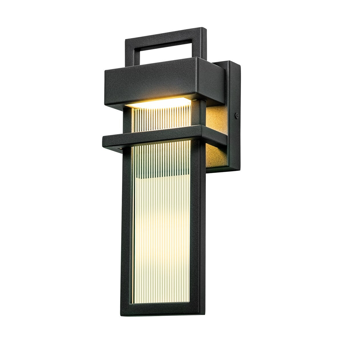 12 in. Modern Black Acrylic Outdoor Indoor Wall Light Waterproof IP54 Lantern Wall Sconce - 4.7 in. W x 12.2 in. H