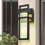 12 in. Modern Black Acrylic Outdoor Indoor Wall Light Waterproof IP54 Lantern Wall Sconce - 4.7 in. W x 12.2 in. H