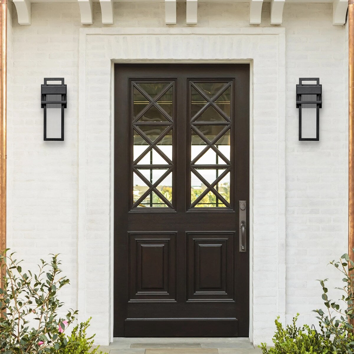 12 in. Modern Black Acrylic Outdoor Indoor Wall Light Waterproof IP54 Lantern Wall Sconce - 4.7 in. W x 12.2 in. H