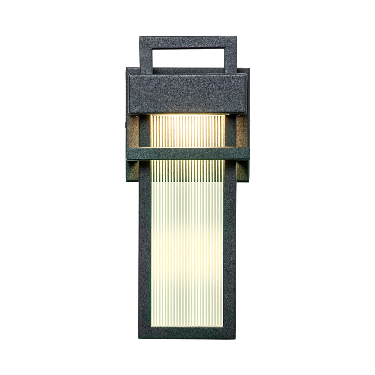 12 in. Modern Black Acrylic Outdoor Indoor Wall Light Waterproof IP54 Lantern Wall Sconce - 4.7 in. W x 12.2 in. H