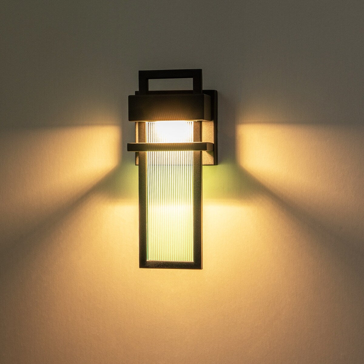 12 in. Modern Black Acrylic Outdoor Indoor Wall Light Waterproof IP54 Lantern Wall Sconce - 4.7 in. W x 12.2 in. H