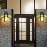 12 in. Modern Black Acrylic Outdoor Indoor Wall Light Waterproof IP54 Lantern Wall Sconce - 4.7 in. W x 12.2 in. H