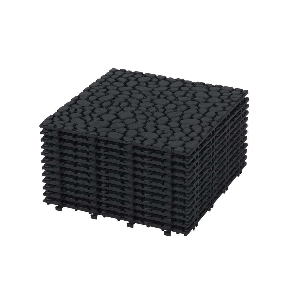 Siavonce 12 in. x 12 in. Black Interlocking Deck Tiles Plastic Waterproof Outdoor Bathroom Shower Balcony Porch Pack of 12