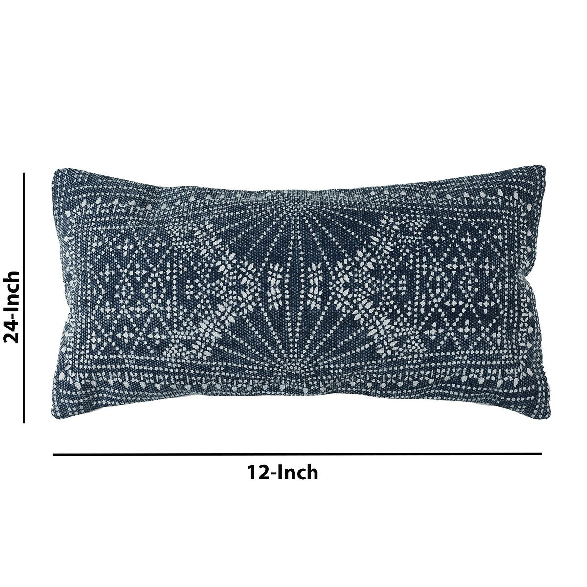 12 x 24 Accent Pillow with Batik Print, Blue and White