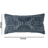 12 x 24 Accent Pillow with Batik Print, Blue and White