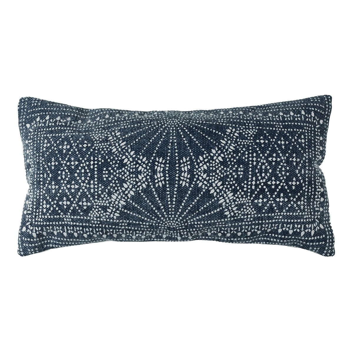 12 x 24 Accent Pillow with Batik Print, Blue and White