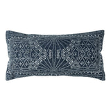 12 x 24 Accent Pillow with Batik Print, Blue and White