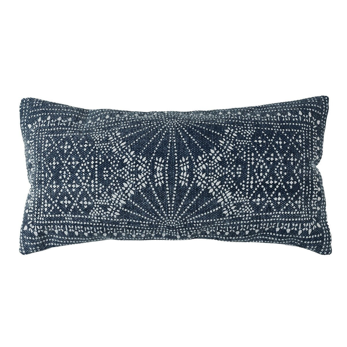 12 x 24 Accent Pillow with Batik Print, Blue and White