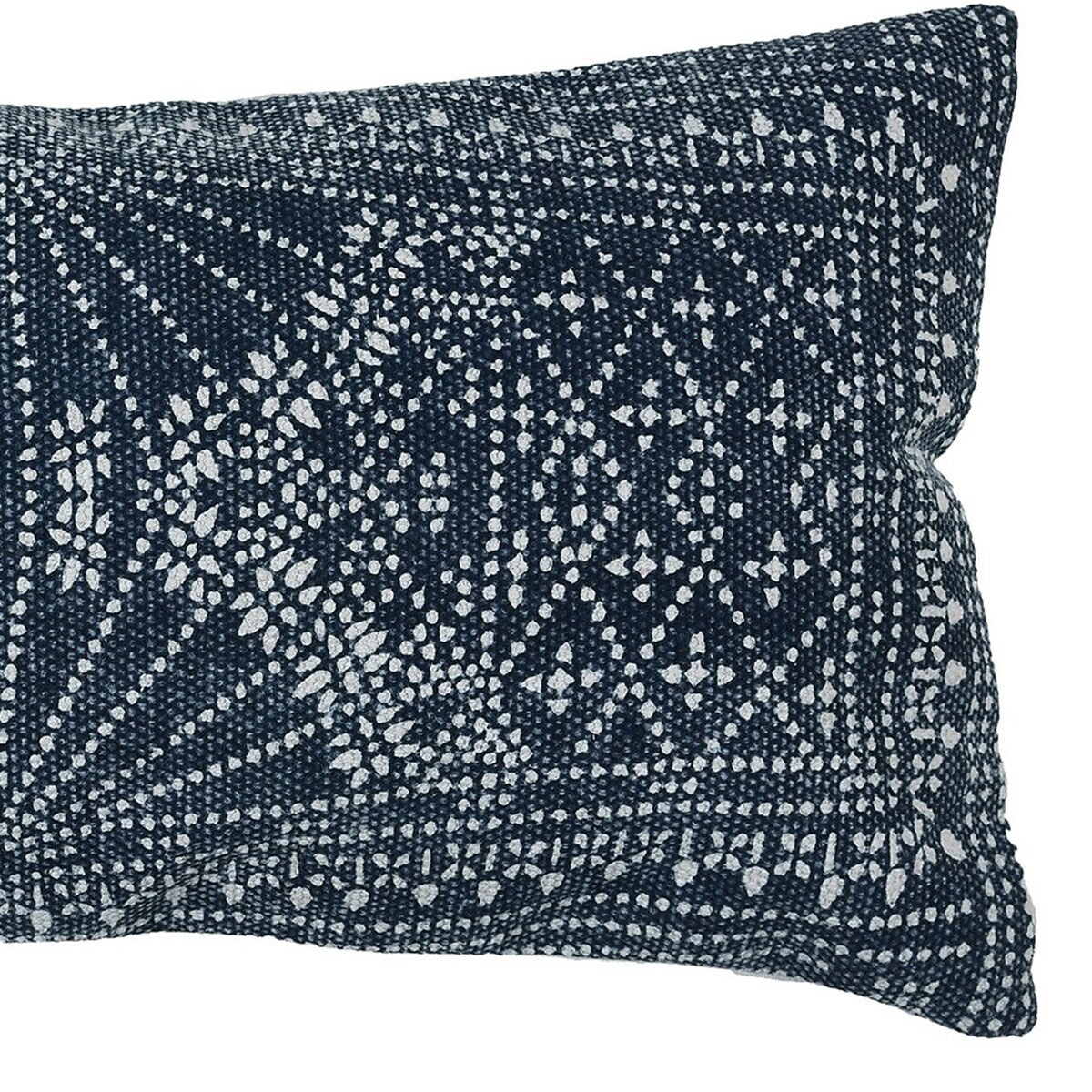 12 x 24 Accent Pillow with Batik Print, Blue and White