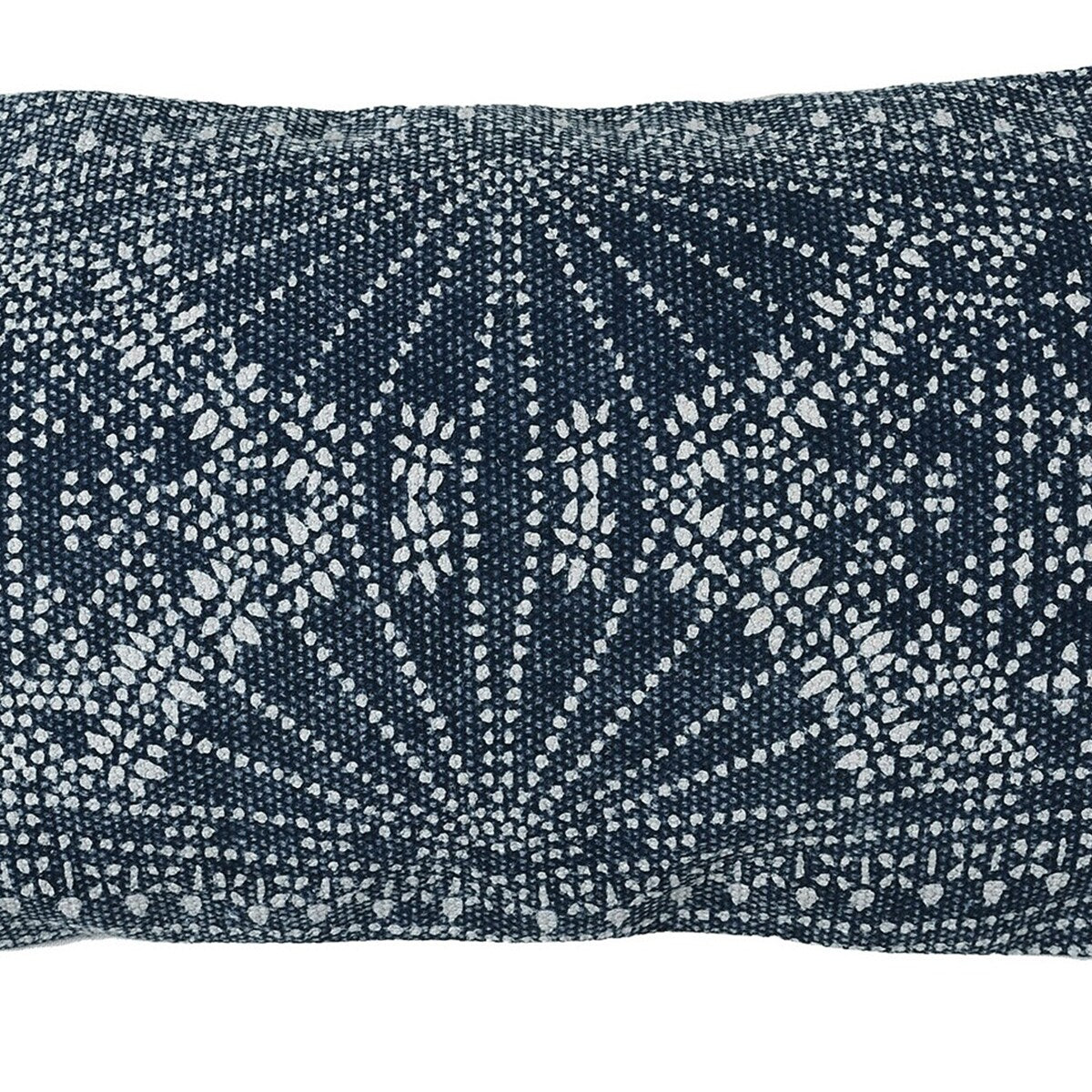 12 x 24 Accent Pillow with Batik Print, Blue and White
