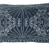 12 x 24 Accent Pillow with Batik Print, Blue and White