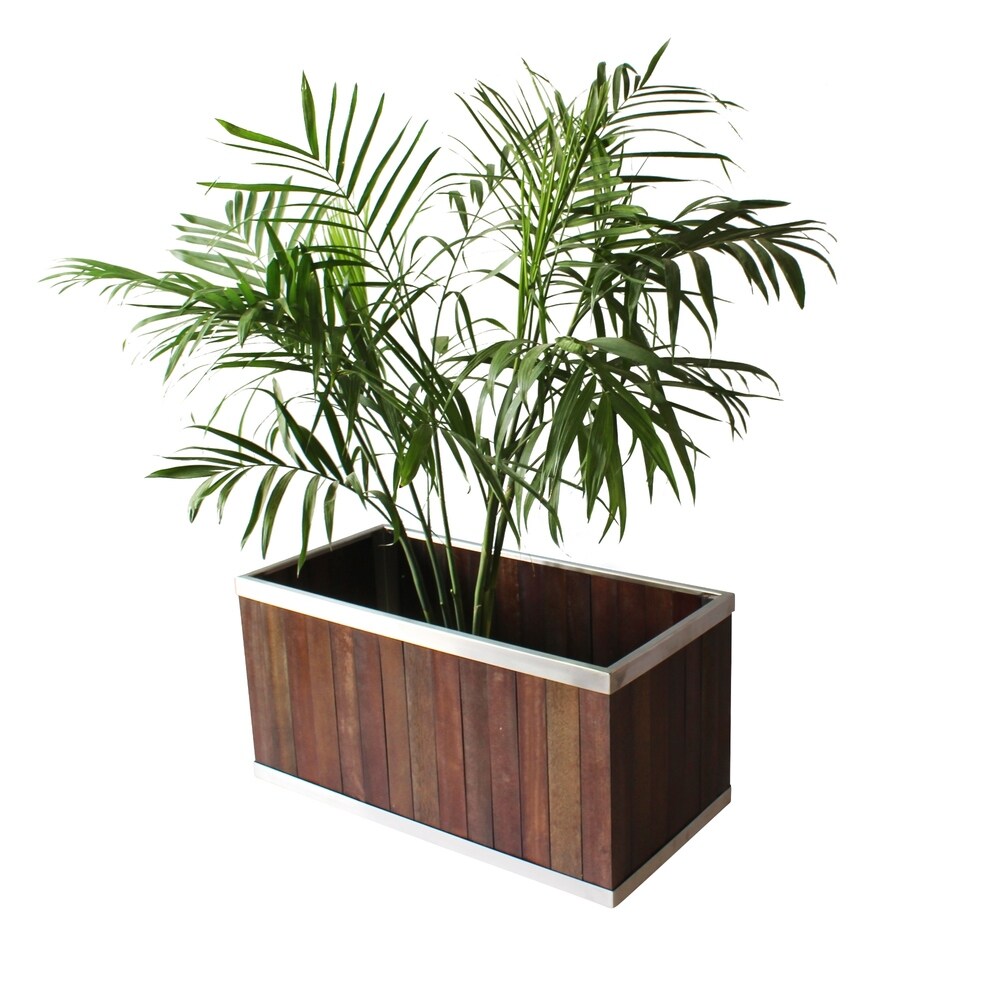 12 x 24 Rectangular Wooden Planter with Stainless Steel Trim - 8' x 10'