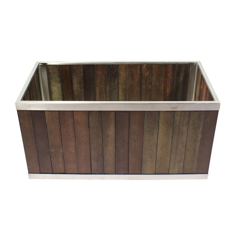 12 x 24 Rectangular Wooden Planter with Stainless Steel Trim - 8' x 10'