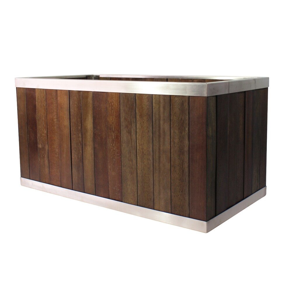12 x 24 Rectangular Wooden Planter with Stainless Steel Trim - 8' x 10'