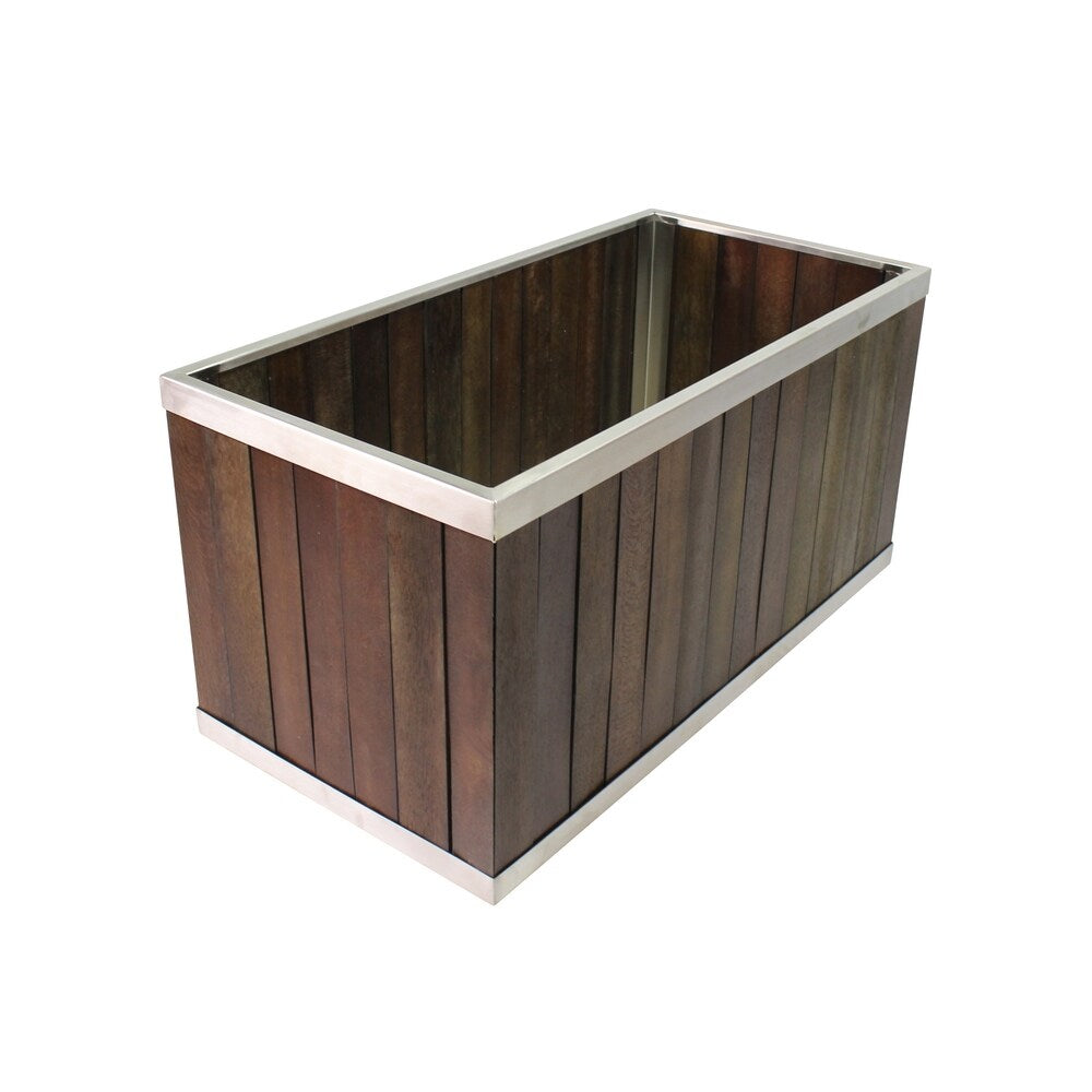 12 x 24 Rectangular Wooden Planter with Stainless Steel Trim - 8' x 10'