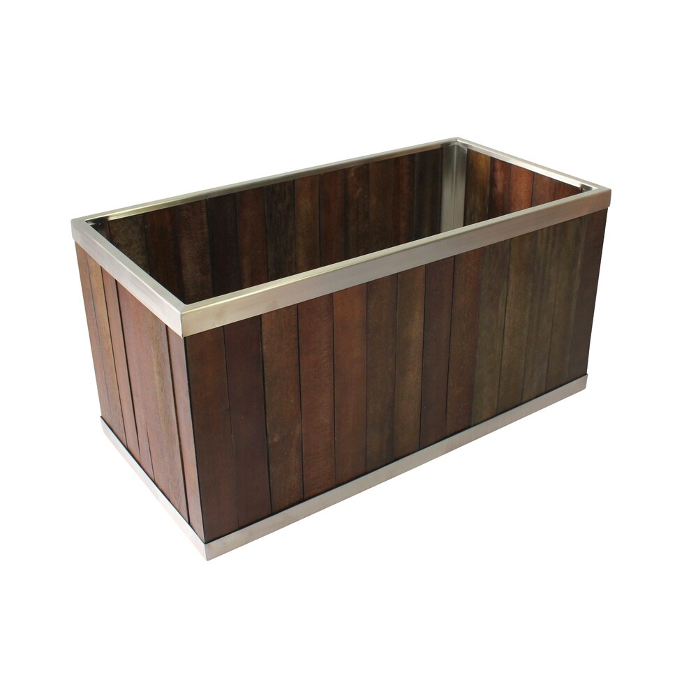 12 x 24 Rectangular Wooden Planter with Stainless Steel Trim - 8' x 10'
