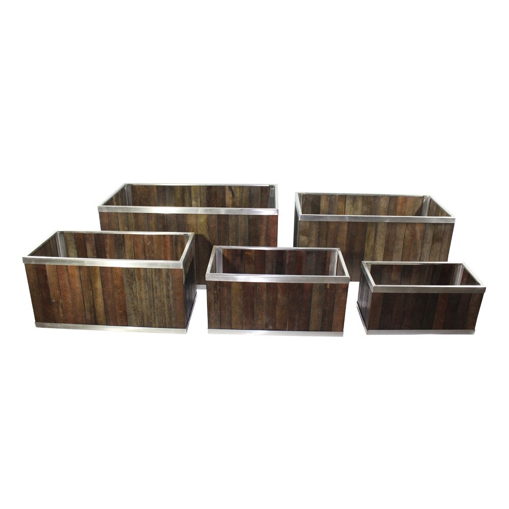 12 x 24 Rectangular Wooden Planter with Stainless Steel Trim - 8' x 10'