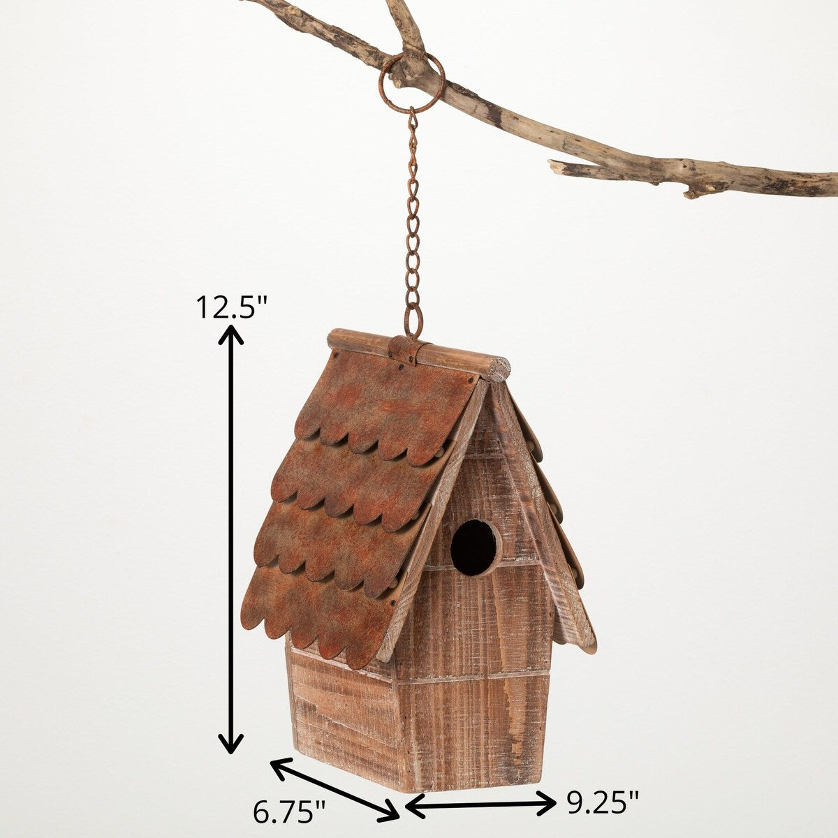 12.5"H Sullivans Copper Shingled Birdhouse, Natural - 6.75"L x 9.25"W x 12.5"H