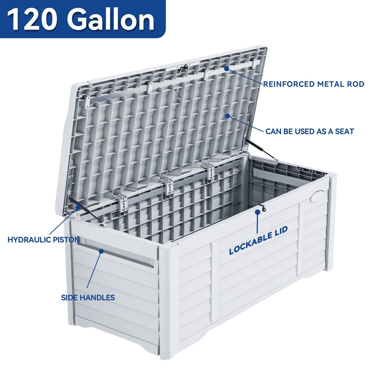 120 Gallons Water Resistant Lockable Deck Box with cushion