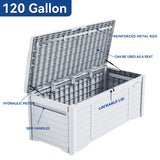 120 Gallons Water Resistant Lockable Deck Box with cushion