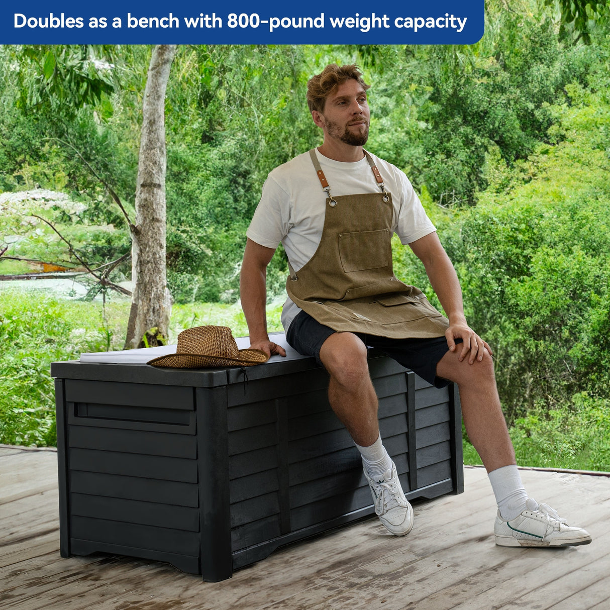 120 Gallons Water Resistant Lockable Deck Box with cushion