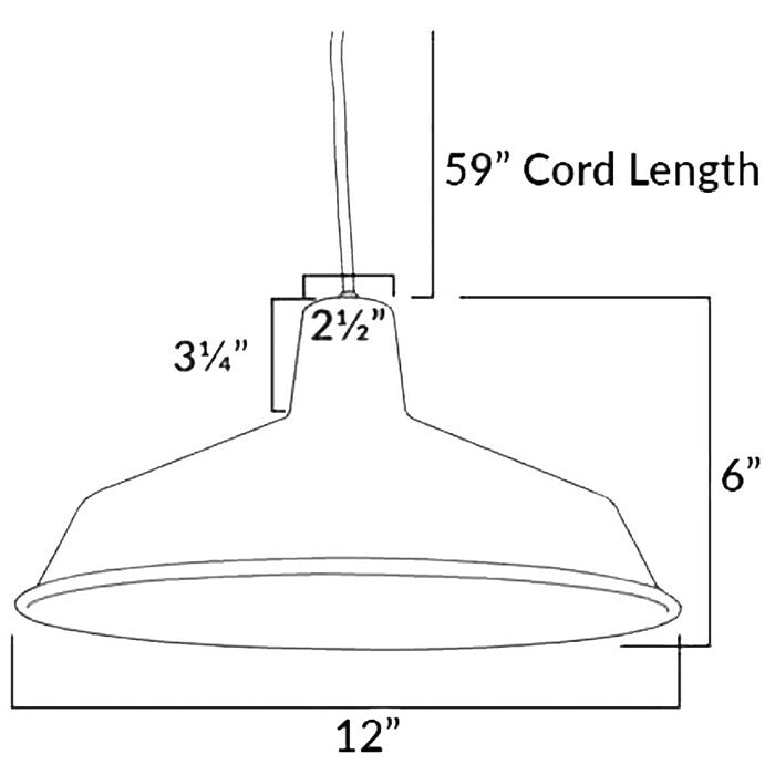 120V 12 Inch Commercial Grade Vintage Barn Hanging Metal Pendant Light