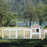 122 in.W Large Wooden Chicken Coop Pet Hutch with Nesting Box