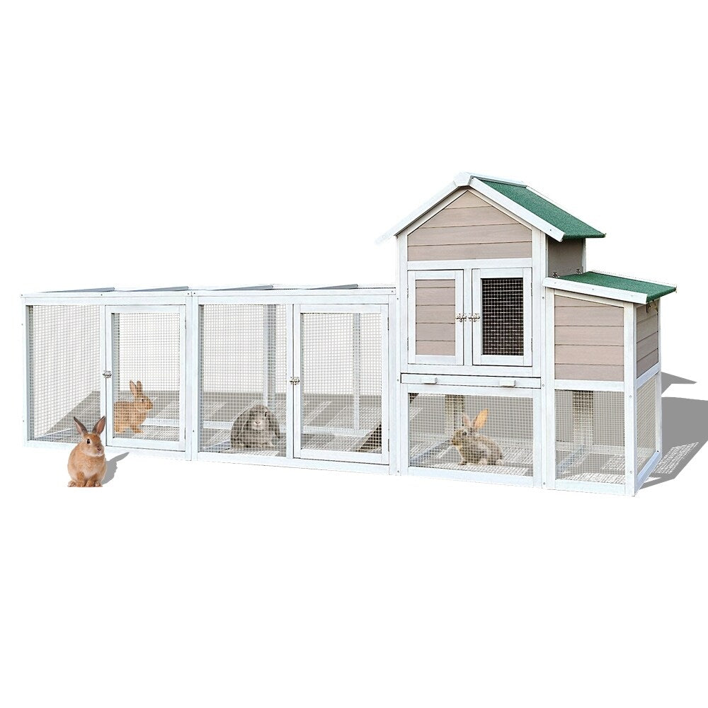 122 in.W Large Wooden Chicken Coop Pet Hutch with Nesting Box