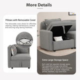 122.8" Minimalist Convertible Modular Sofa,Free Combination 4 Seater Sofa With 5 Pillows,Built-in Storage Space
