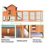 122"W Wood Chicken Coop Hen House Pet Hutch Wooden Pet Cage Backyard with Nesting Box