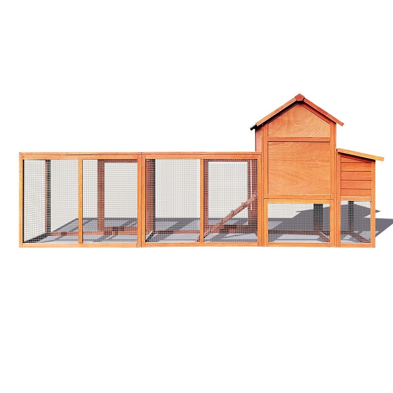 122"W Wood Chicken Coop Hen House Pet Hutch Wooden Pet Cage Backyard with Nesting Box
