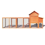 122"W Wood Chicken Coop Hen House Pet Hutch Wooden Pet Cage Backyard with Nesting Box