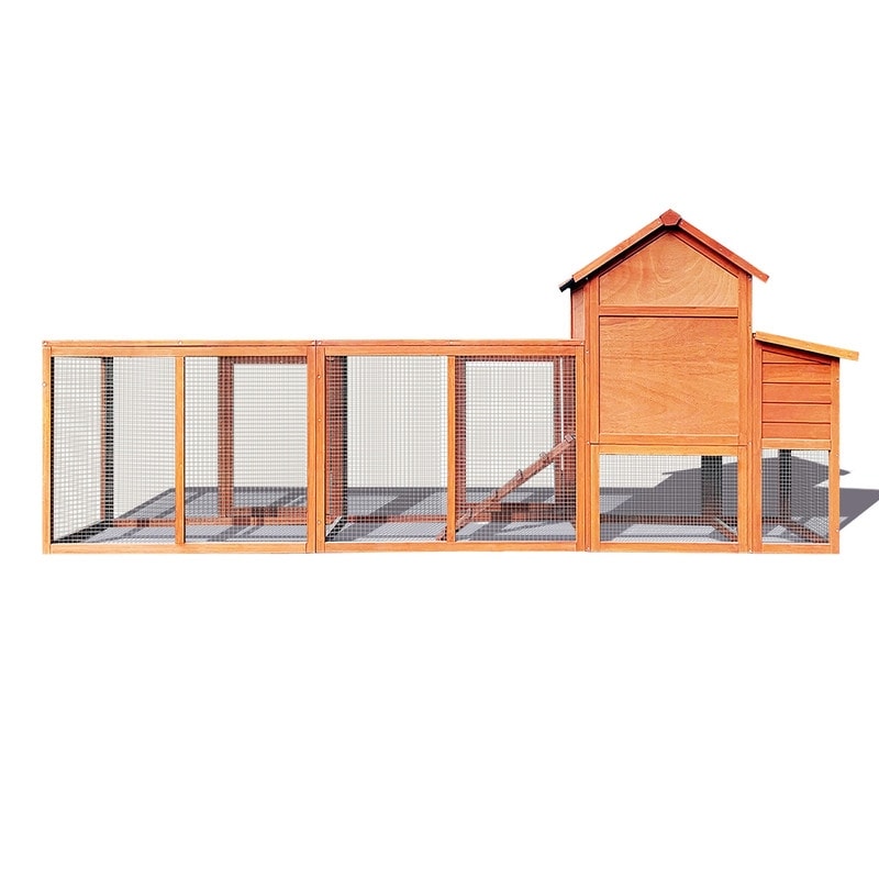 122"W Wood Chicken Coop Hen House Pet Hutch Wooden Pet Cage Backyard with Nesting Box
