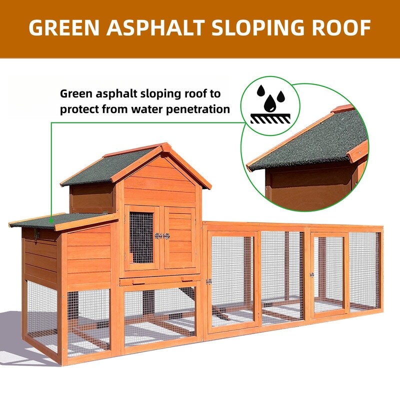 122"W Wood Chicken Coop Hen House Pet Hutch Wooden Pet Cage Backyard with Nesting Box