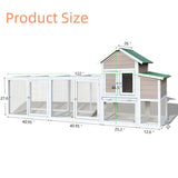 122"W Wood Chicken Coop Hen House Pet Hutch Wooden Pet Cage Backyard with Nesting Box