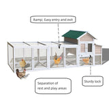 122"W Wood Chicken Coop Hen House Pet Hutch Wooden Pet Cage Backyard with Nesting Box