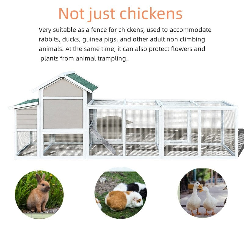 122"W Wood Chicken Coop Hen House Pet Hutch Wooden Pet Cage Backyard with Nesting Box