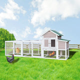 122"W Wood Chicken Coop Hen House Pet Hutch Wooden Pet Cage Backyard with Nesting Box