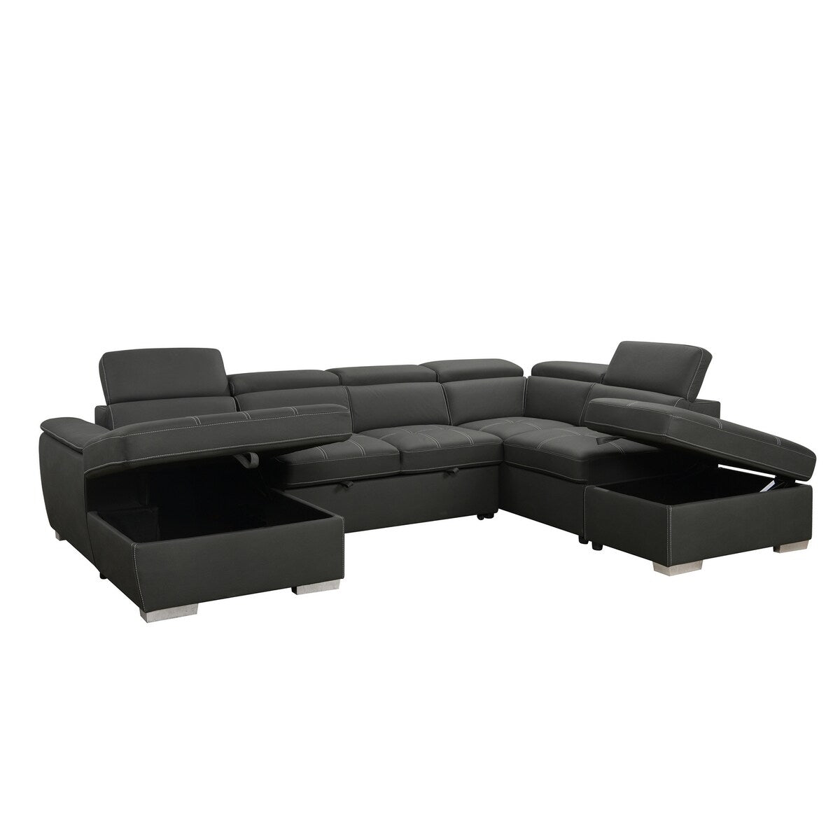 128"Sofa U Shaped Sectional Couch with Ottoman