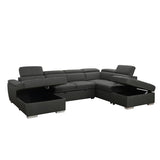 128"Sofa U Shaped Sectional Couch with Ottoman