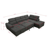 128"Sofa U Shaped Sectional Couch with Ottoman