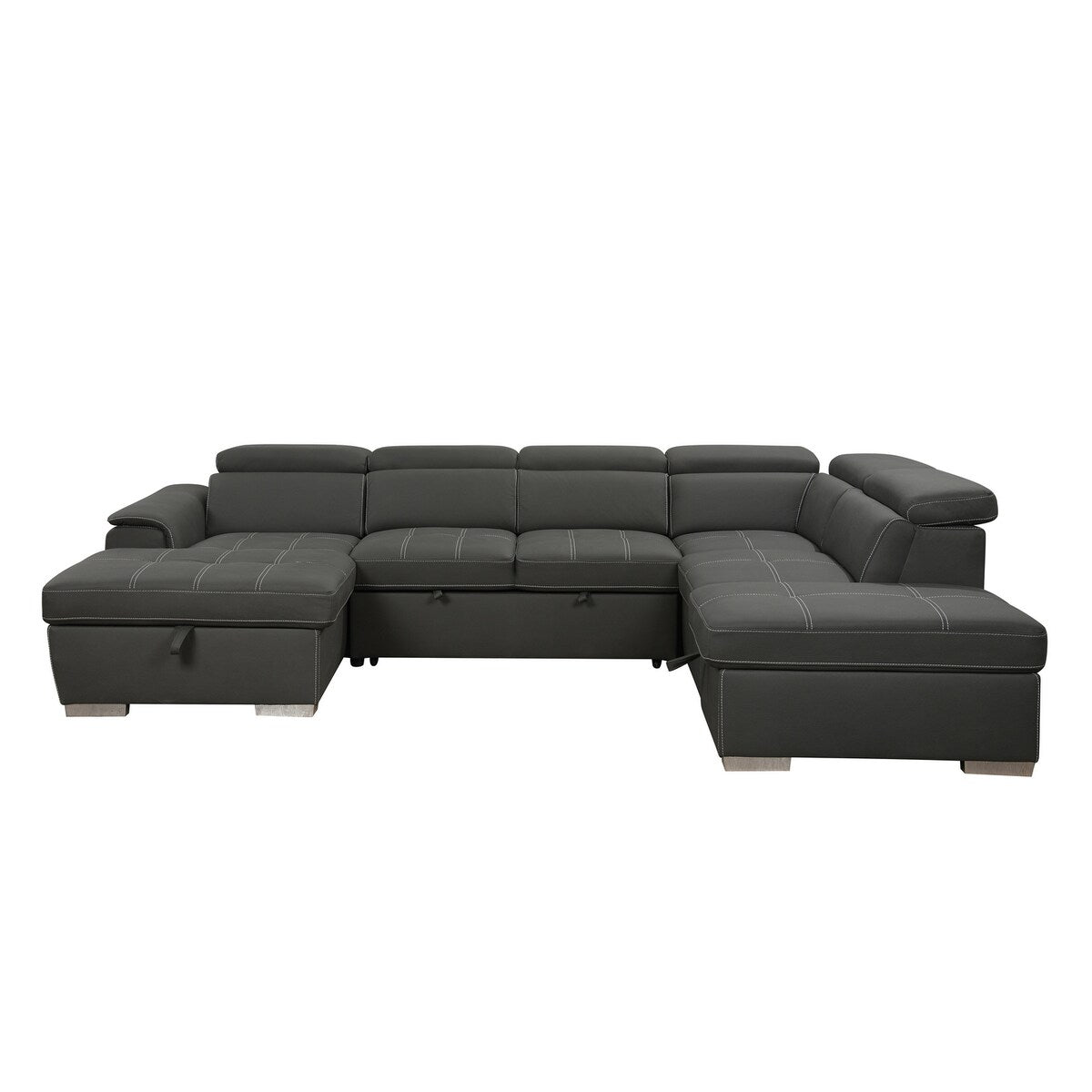 128"Sofa U Shaped Sectional Couch with Ottoman
